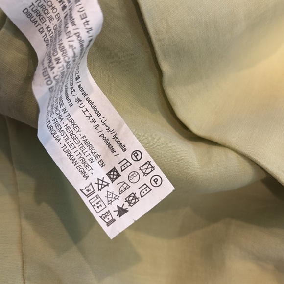 Zara Lime Green Ruched Mini Dress Collared Long Sleeve Shirt Dress XS/Small - Picture 13 of 15